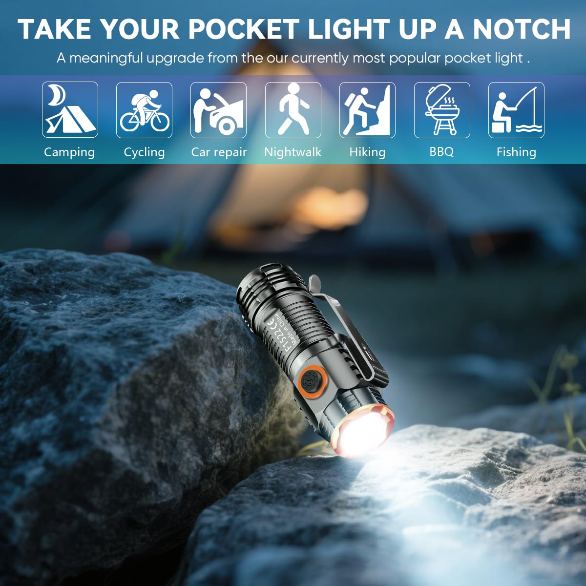Lot de 2 lampes de poche rechargeables EDC 800 lumens, ultra lumineuses, compactes, étanches et magnétiques, idéales pour le camping, la randonnée, l'extérieur et l'utilisation d'urgence