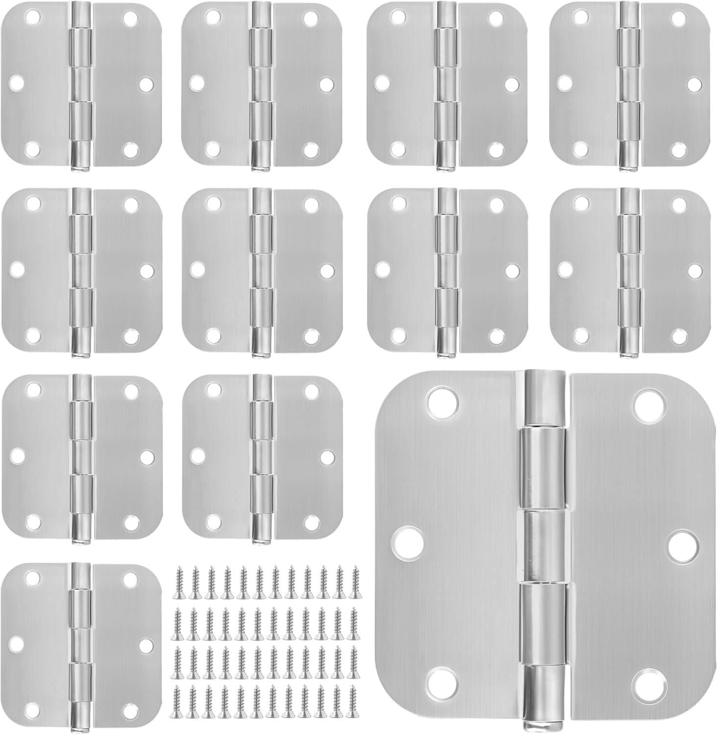 KEILEOHO 12 Pack 3.5 Inch Stainless Steel Door Hinges, Heavy Duty Brushed Nickel Door Hinges, Non-Removable Pin, for Home and Commercial Use