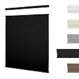 Top Down and Bottom Up Blackout Cellular Shades Cordless Honeycomb Blinds for Windows Custom Size, Black, Any Size.
