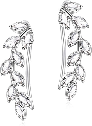 AOBOCO Aretes de plata de ley 925 hipoalergénicos para orejas sensibles, hechos con cristales austriacos