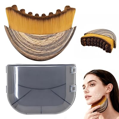 Lymphatic Contour Face Brush, Manual Lymphatic Drainage Massager, Natural Makeup Brushes with Durable Soft Bristles, Hypoallergenic Ergonomic Facial Cleansing Brush for Sculpting