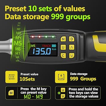 Digital Torque Wrench, 1/2-Inch Drive, 3-99.5 ft-lb