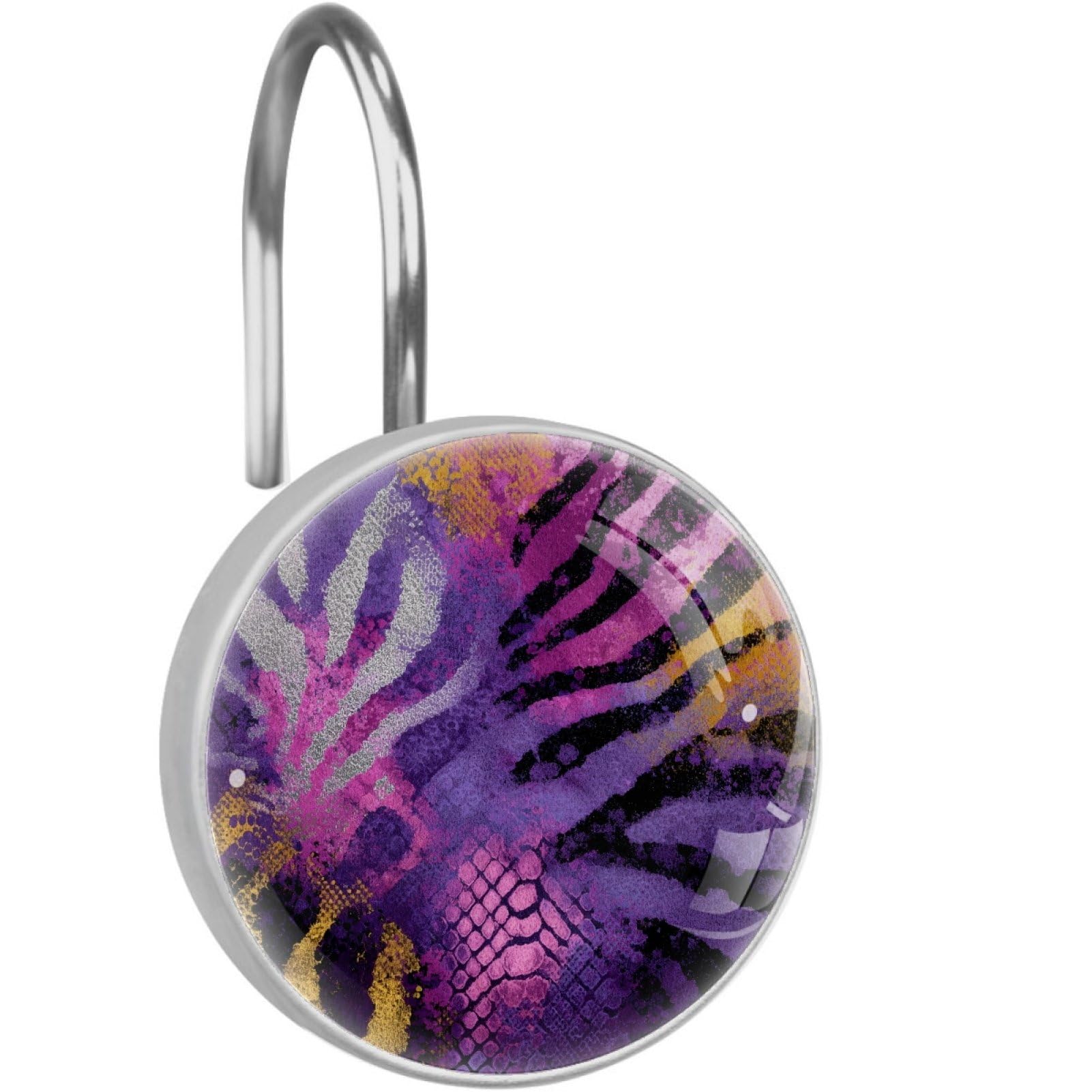 VAPOKF Decorative Shower Curtain Hook, Zebra Leopard Rustproof Stainless Steel Shower Curtain Hook for Bathroom, Shower Curtain Hangers for Shower Rod