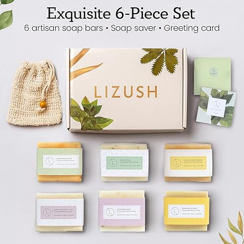 Miniatura 3 de Lizush Luxury Spa Gift Basket And Self Care Gifts For Women With Lemongrass, Grapefruit, Eucalyptus, Orange Ylang Ylang, Lavender. 6 Natural Soap