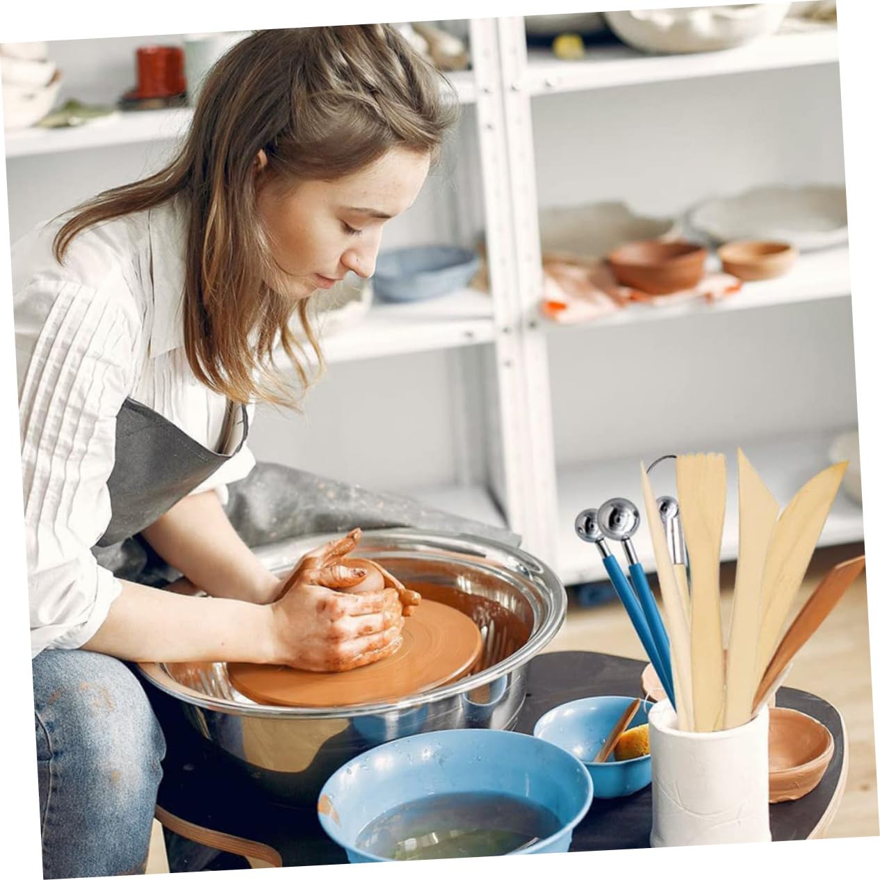 DOITOOL 2 Sätze Schnitzwerkzeug Töpferwerkzeuge Töpferei Polymer Bildhauerei Keramik Clay Modelling Tools skulpturenwerkzeuge lehmwerkzeuge töpferzubehör Clay Tools Schwamm