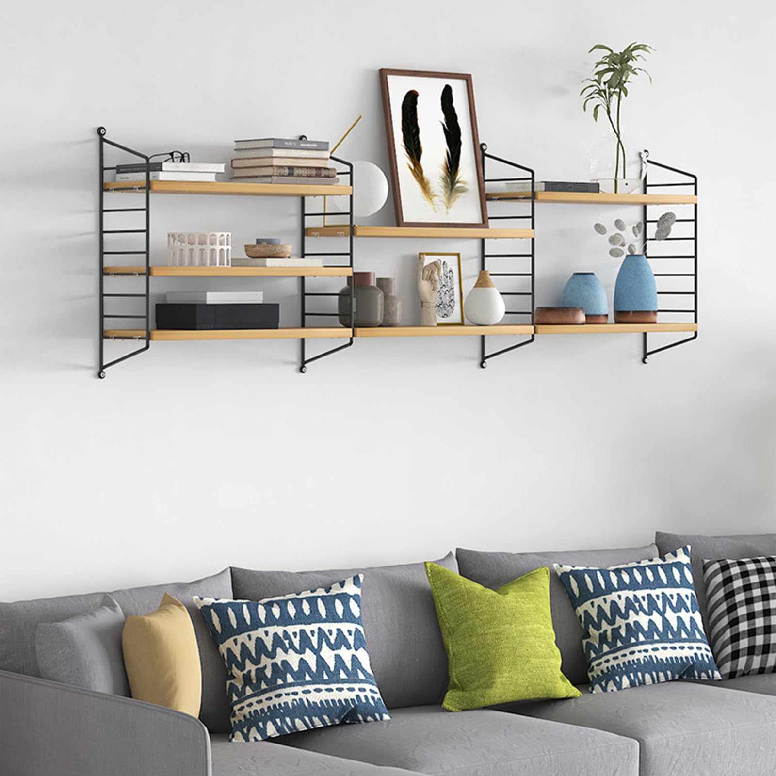 Amazon｜ウォールシェルフ オープンシェルフ 壁を傷つけない 高さ調節