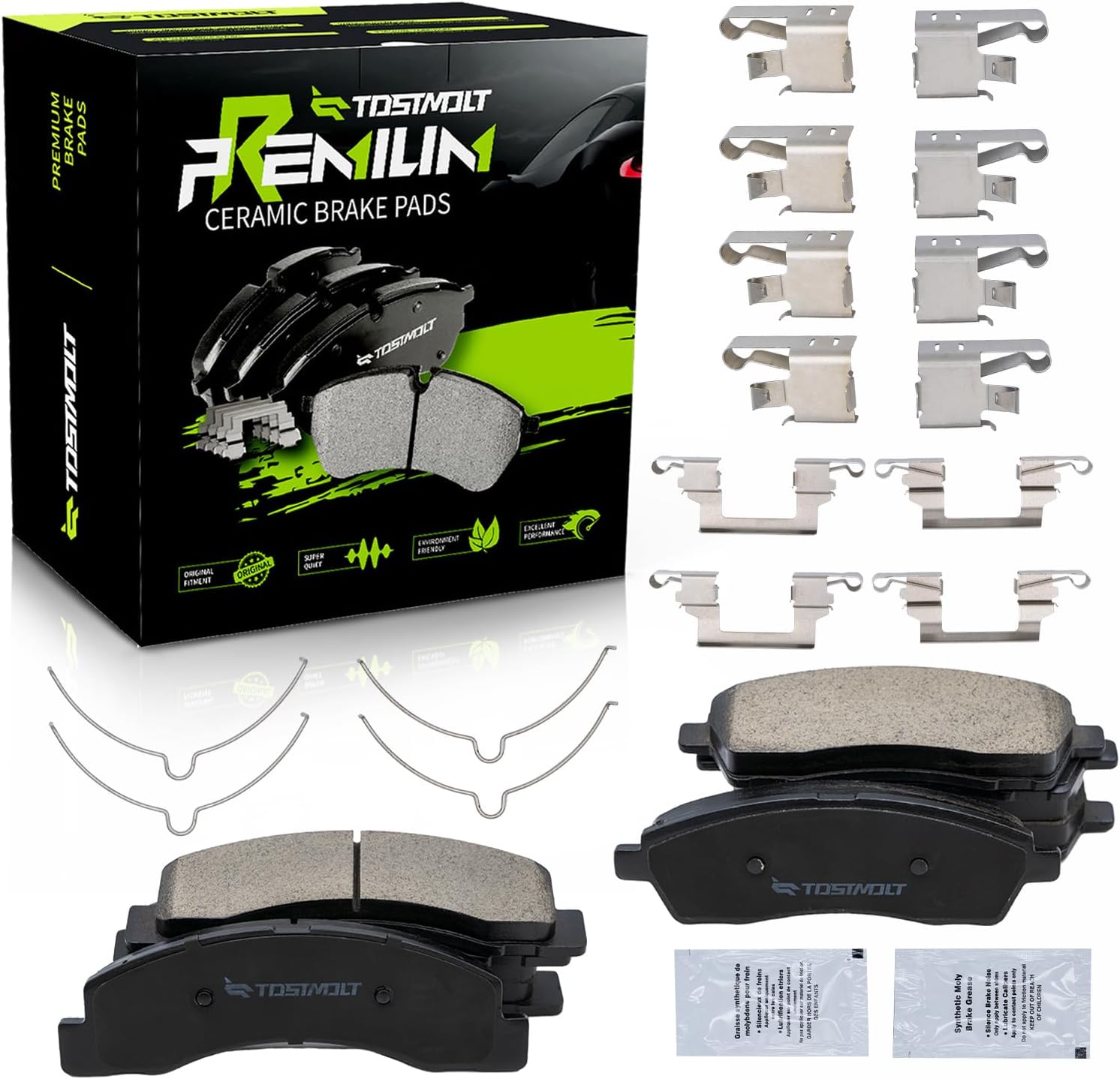 New 8pcs Complete Front+Rear Super Quiet Shimmed Slotted Ceramic Disc Brake Pads Set w/Installation Hardware Compatible With 00-05 Ford Excursion 99-04 F250 F350 Super Duty 2WD/4WD Pickup