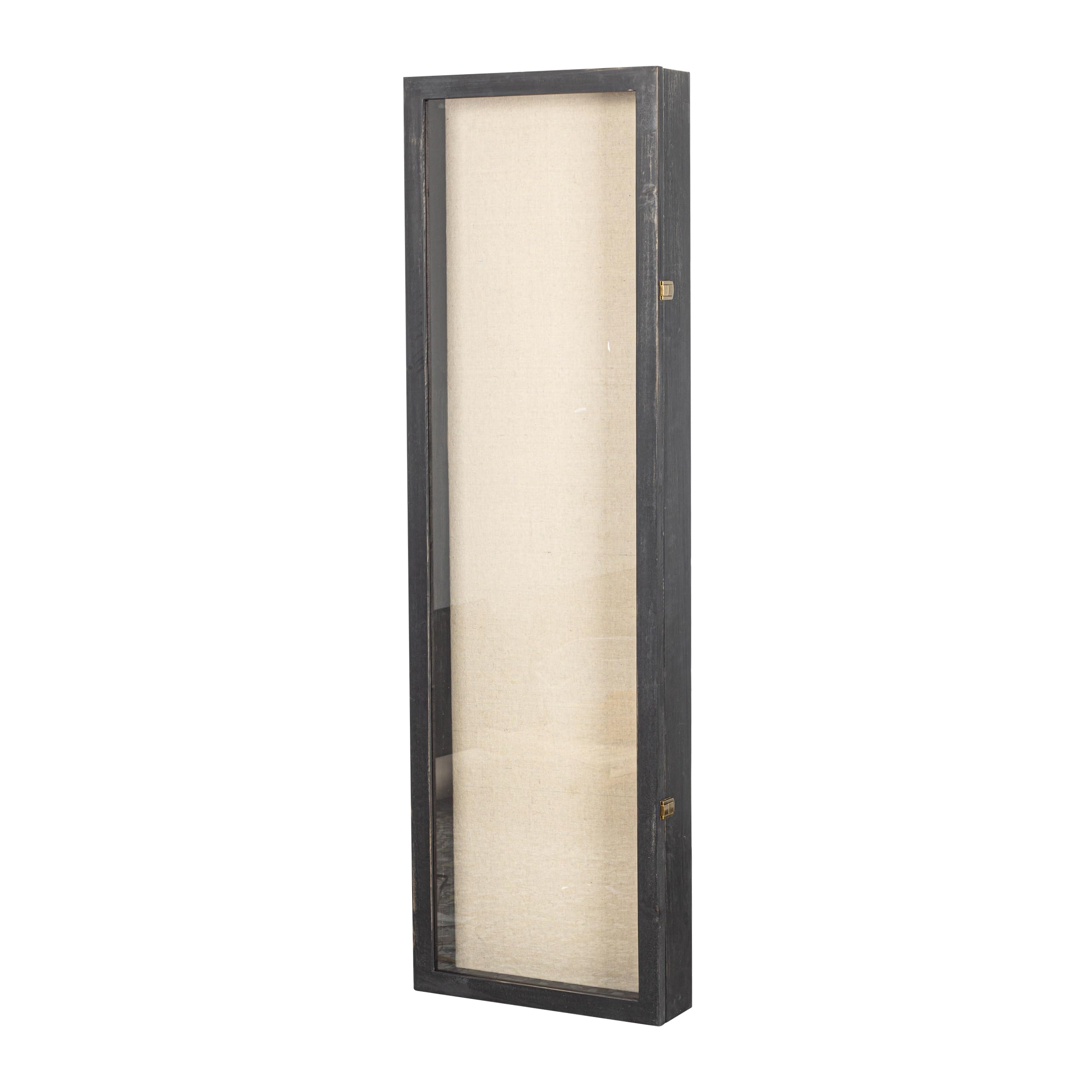Photo 1 of Freezing point Shadow Box Frame 14x47 Flower Shadow Box Pin Display Case Cabinet Picture Frame with Linen Back Memorabilia Awards Medals Badge Bouquet Wedding Memory Box for Keepsakes Long Black