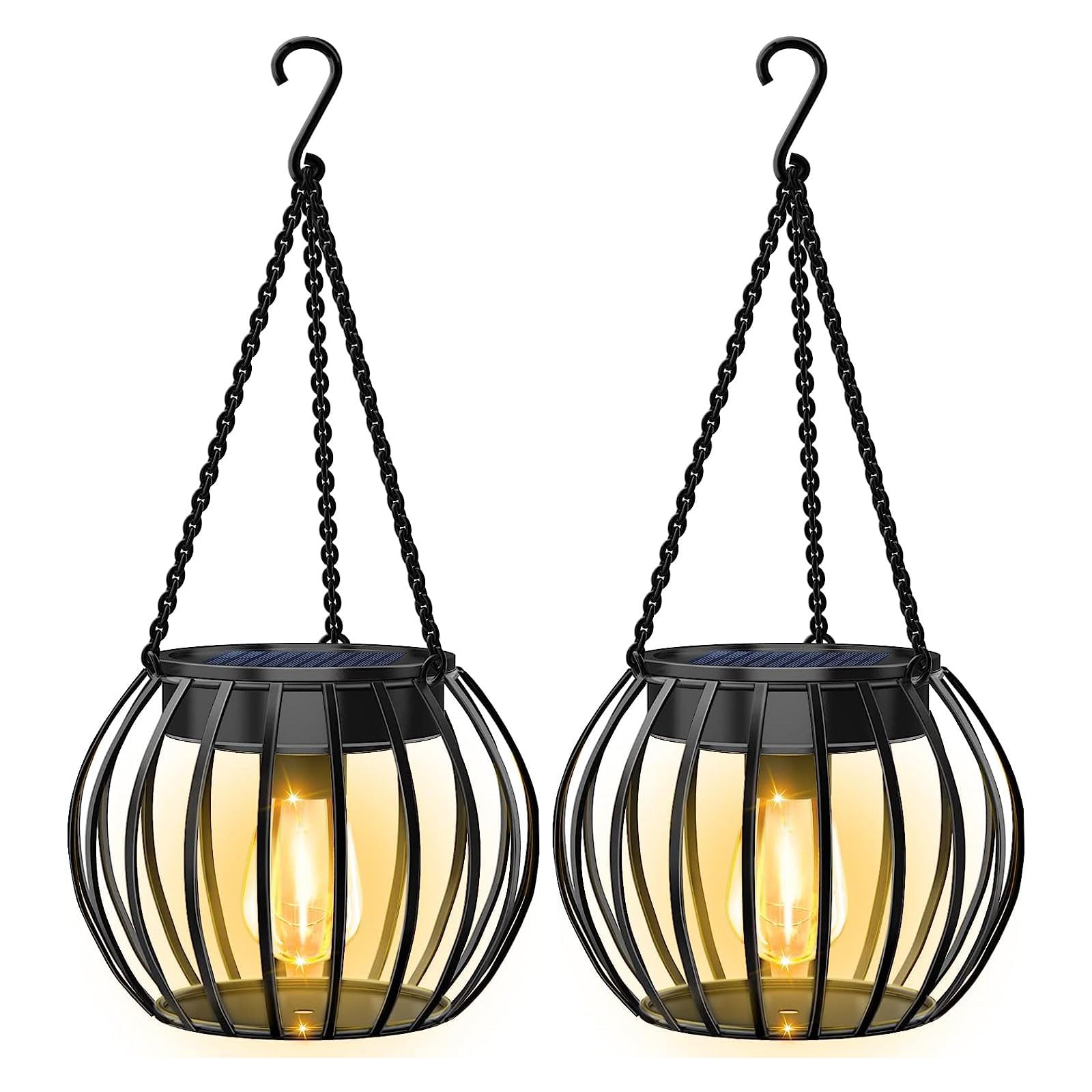 2 x LED Solar Lanterns – High-Quality Solar Lamp 1500 mAh Battery 3.7 V Solar Panel Warm White Including Battery Solar Garden Lamp Lantern