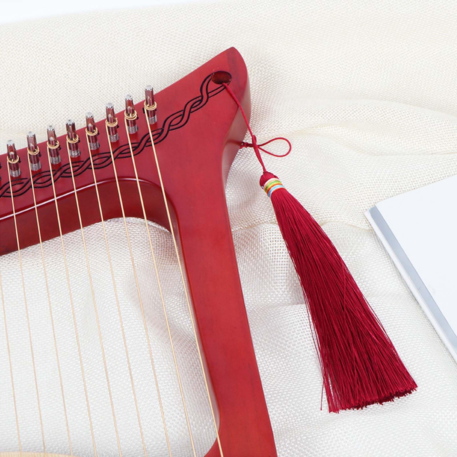 FJAUOQ Lyre Harfe Portable 24 String Harp Lyre Handgeschnitzte Tragbare Muster Mahagoni Holzinstrumente Harfe Instrument Lyre Geschenk für Musikliebhaber Studenten Anfänger,B 24 String