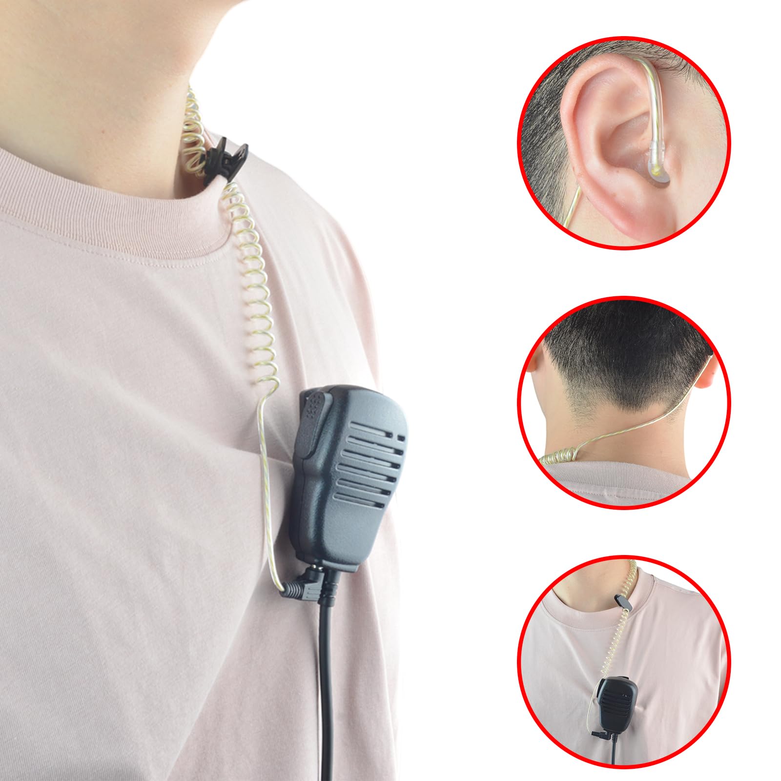 UAYESOK Auricolare radio di sicurezza nascosto da 3,5 mm, 1 pin solo ascolto armatura bilanciata, cuffie walkie talkie con auricolari per altoparlante remoto microfono Motorola Icom