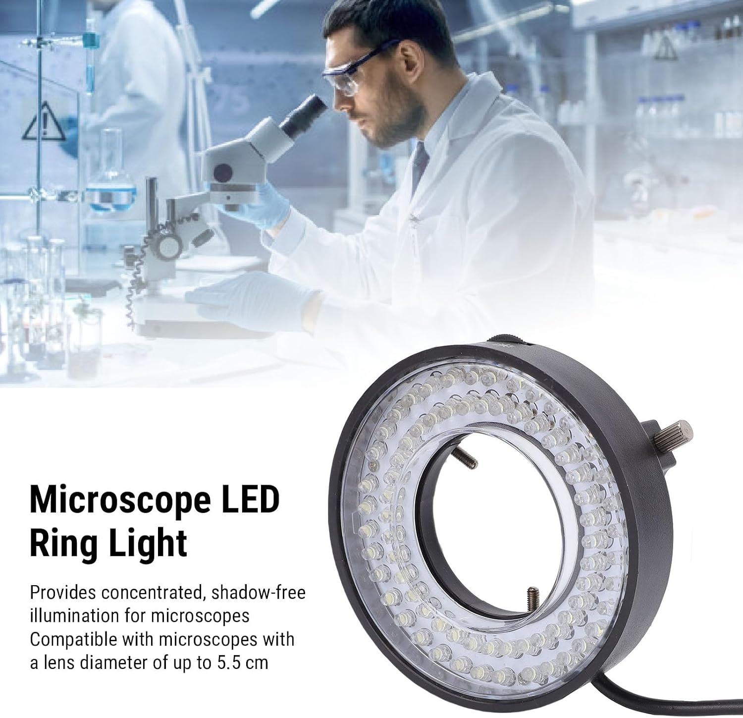 Микроскопическая кольцевая светодиодная лампа высокой яркости с 72 светодиодами и возможностью регулировки обеспечивающая хорошую видимость при научных наблюдениях