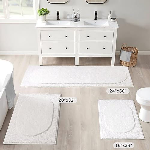 Miniatura 6 de DEXDE Alfombras de baño de 24 x 16 pulgadas, ultra suaves, absorbentes, de secado rápido, antideslizantes, lavables a máquina, tapete de baño de