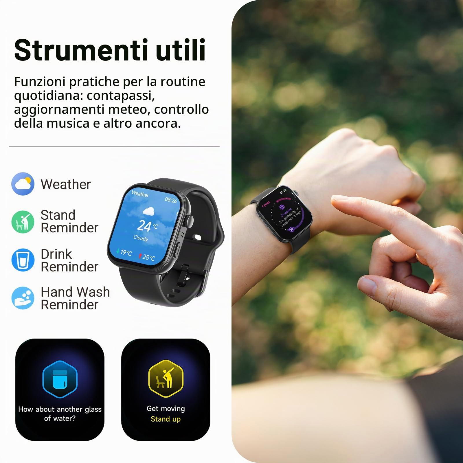 TOZO S6 Smartwatch Uomo Donna 1.85" AMOLED Schermo Risoluzione 390x450PPI