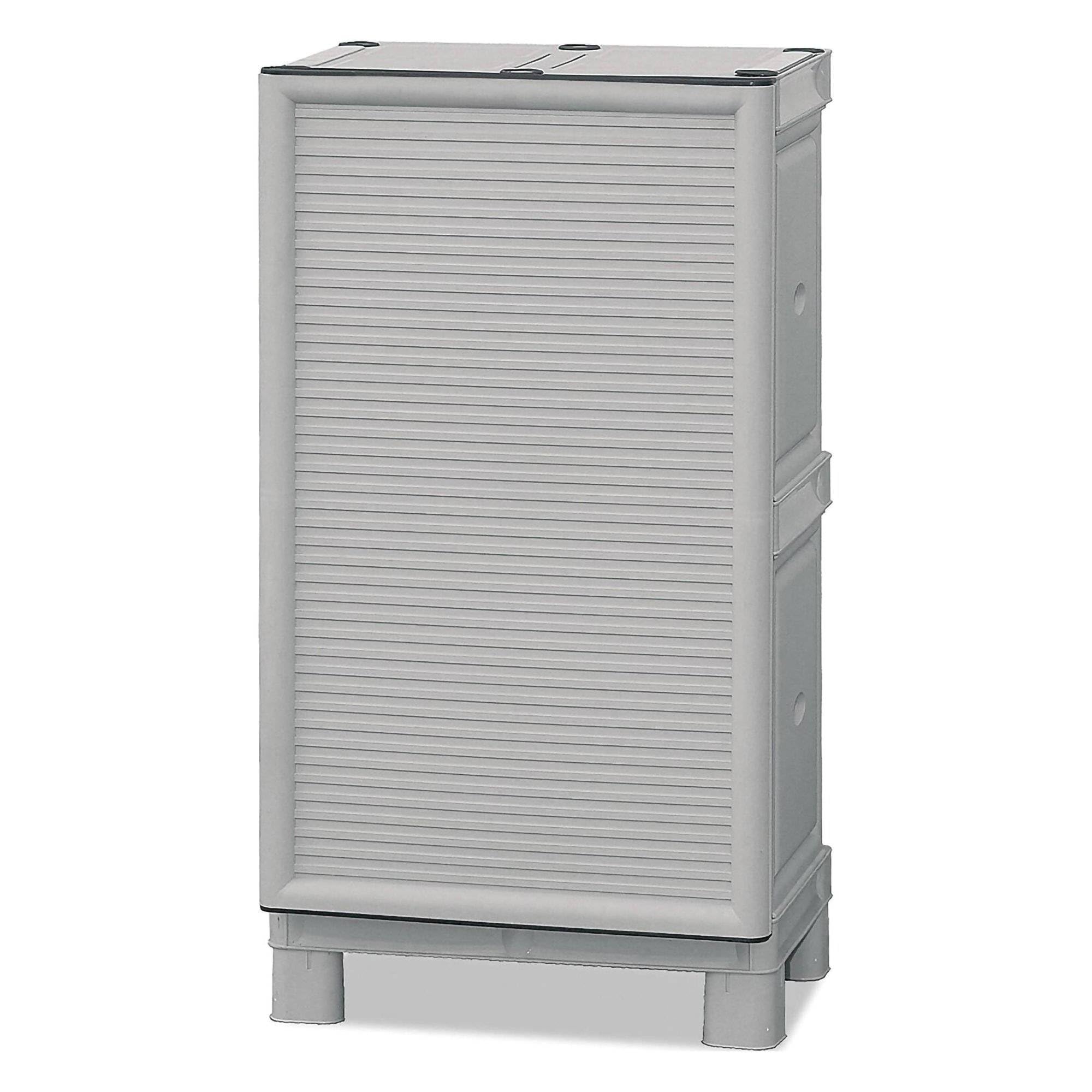 Dmora - Armoire d'extérieur, Mobilier d'extérieur, Armoire de Balcon Polyvalente, 100% Made in Italy, Gris Clair, 50x39x92 cm