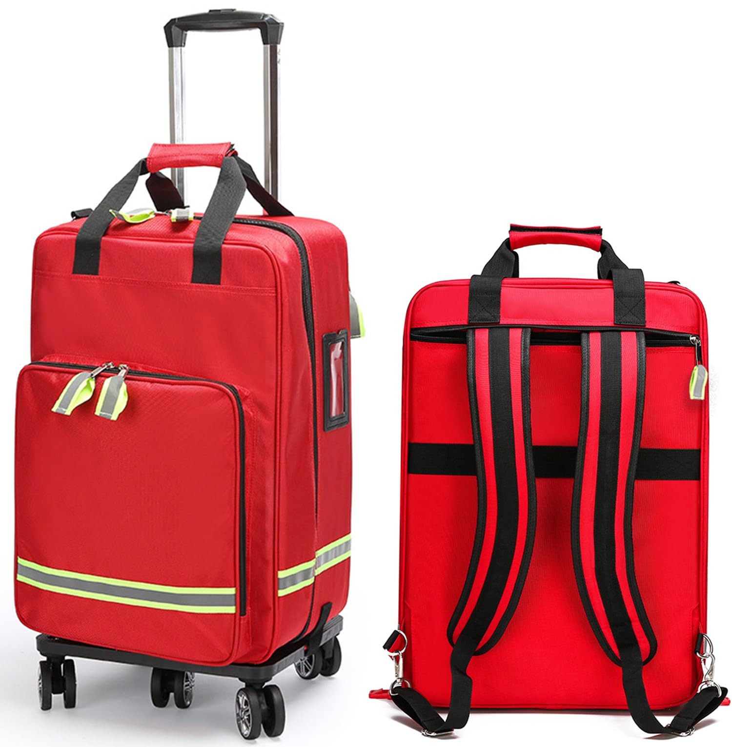 Zaino Emergenza A Rotelle con Carrello Staccabile, Zaino Infermiere Domiciliare, Borsa Medica Sportiva, Borsa Primeros Auxilios Vacia, Kit di Pronto Soccorso per Casa E Lavoro with Pull Rod