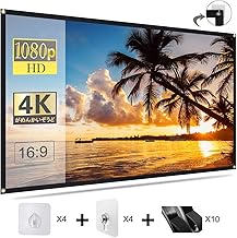 Projector Screen (Fiberglass Material) Wall Mount Screen Indoor Outdoor Use Up to 100 Model 16:9 160° Viewing Angle, Wrinkle Resistant, Easy Care