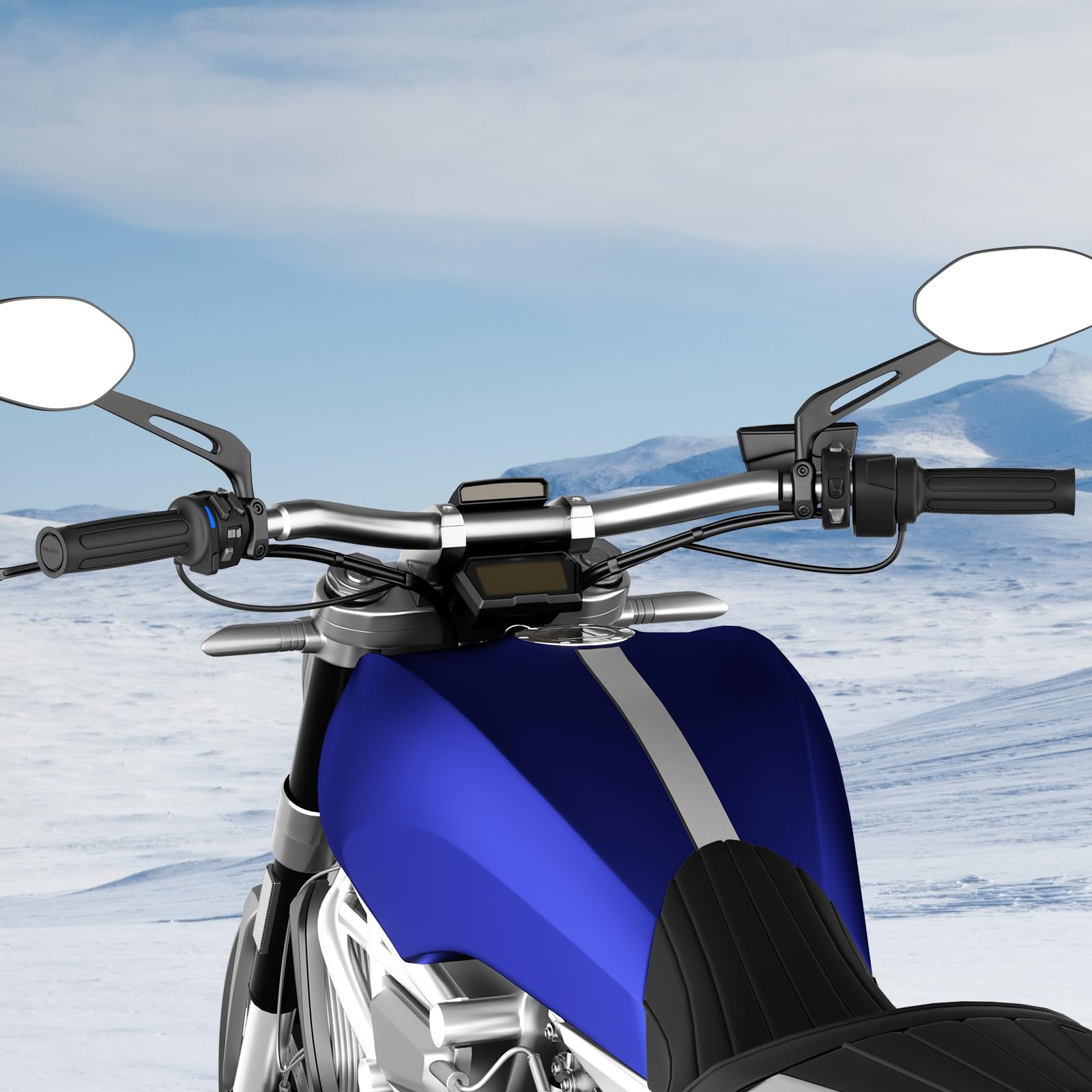 6 manopole riscaldate per moto in modalità memoria, antiscivolo, in silicone, riscaldamento regolabile, per manubri riscaldati in silicone antiurto