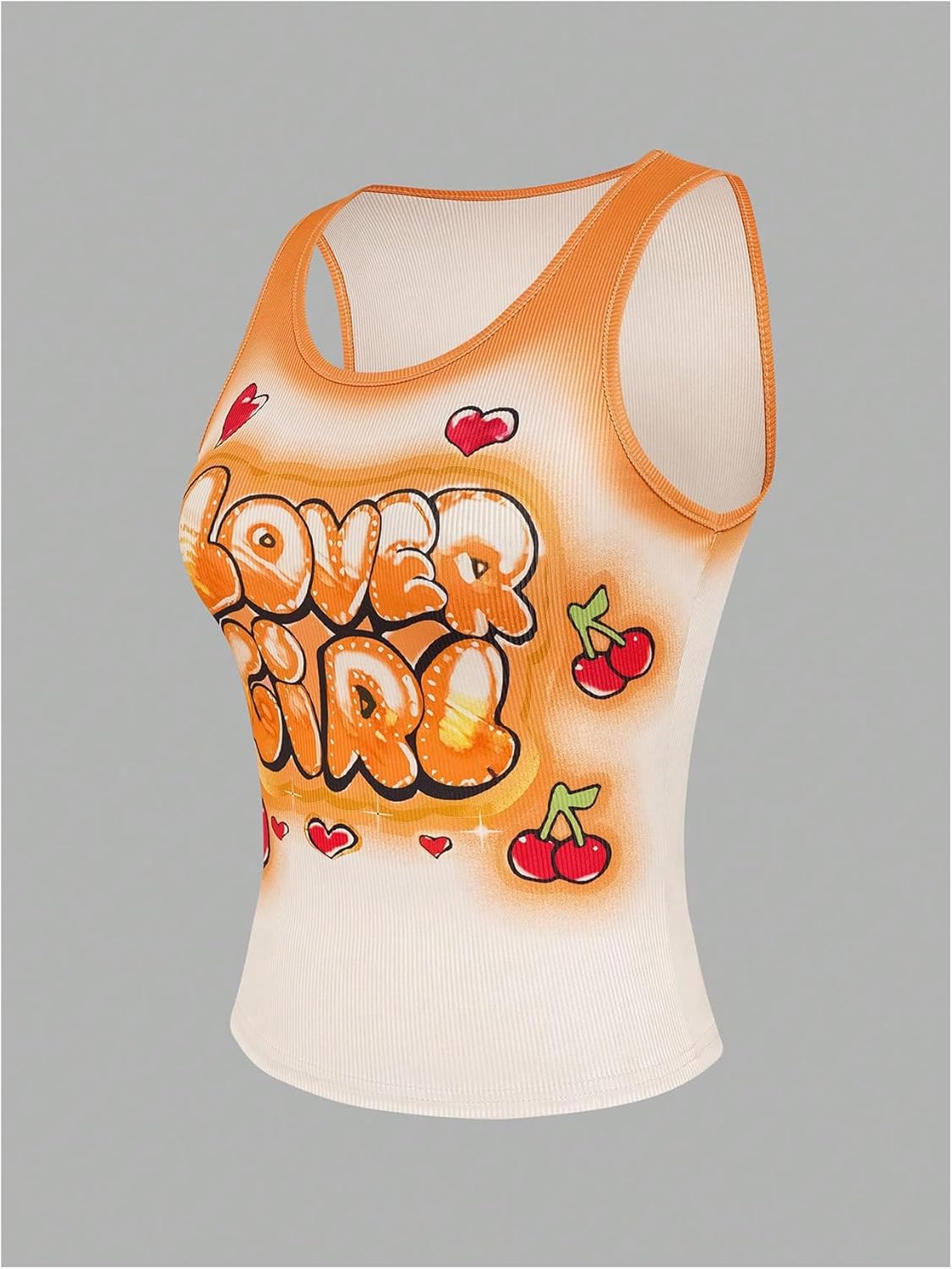 Floerns Women's Letter Print Scoop Neck Shirts Sleeveless Y2k Ribbed Tank Top - Image 4