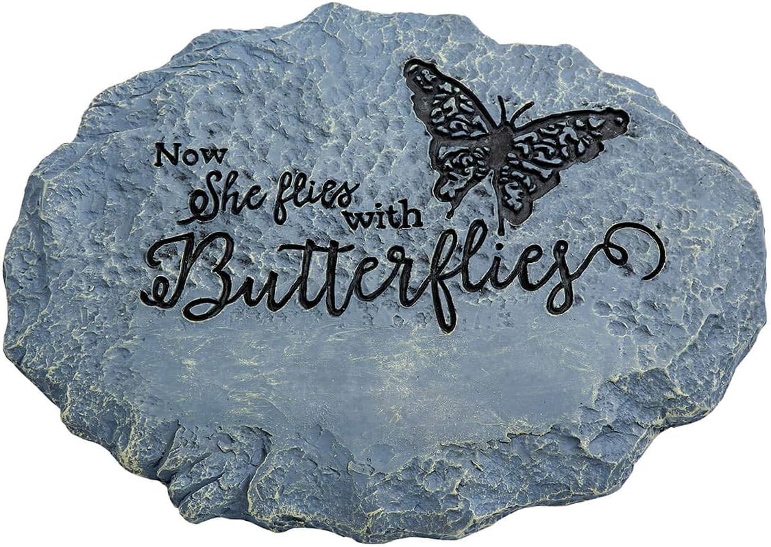 Fox Valley Traders Butterfly Memorial Stone, Remembrance Garden Stone, Gray, 10-Inch