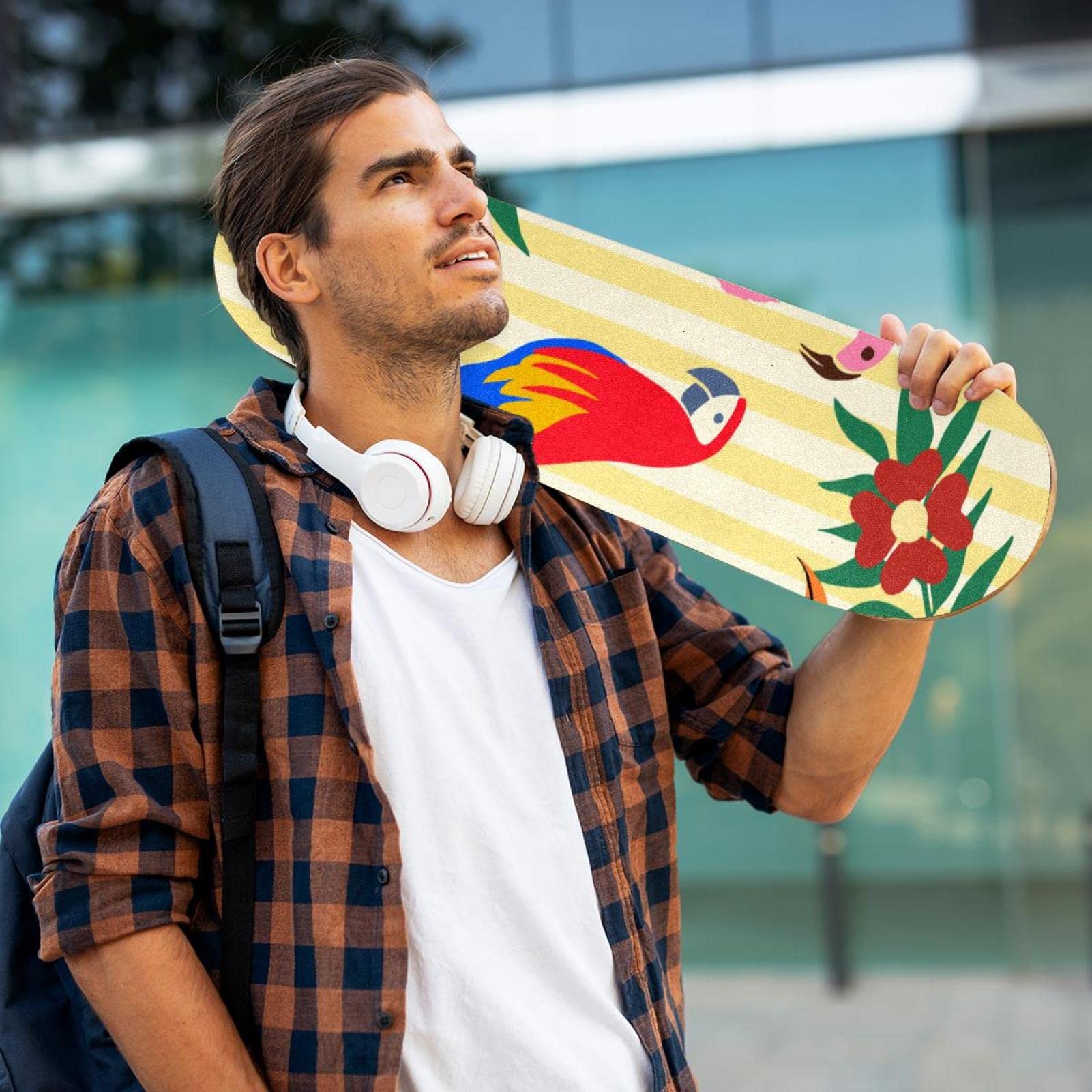 Tropical Toucan Skateboard-Griptape, Schleifpapier, Longboard, Aufkleber, Scooter, Deck, Sandpapier, 2 Stück