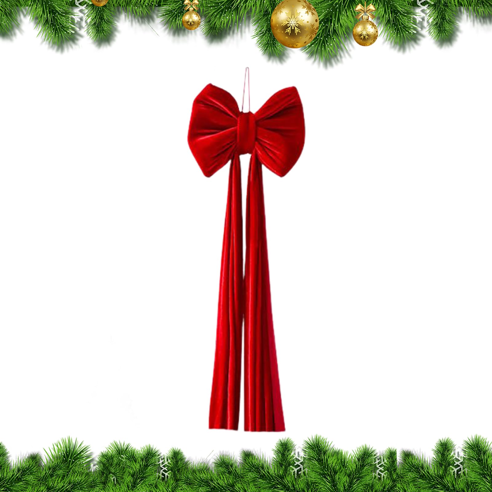 Genérico Noeud pour Arbre de Noël – Grand Ornement en Velours Pré-noué | Grand Nœud Sapin Noël | Pour Intérieur Maison Porte Escalier Clôture Arrière-Plan Fêtes Automne Décoration