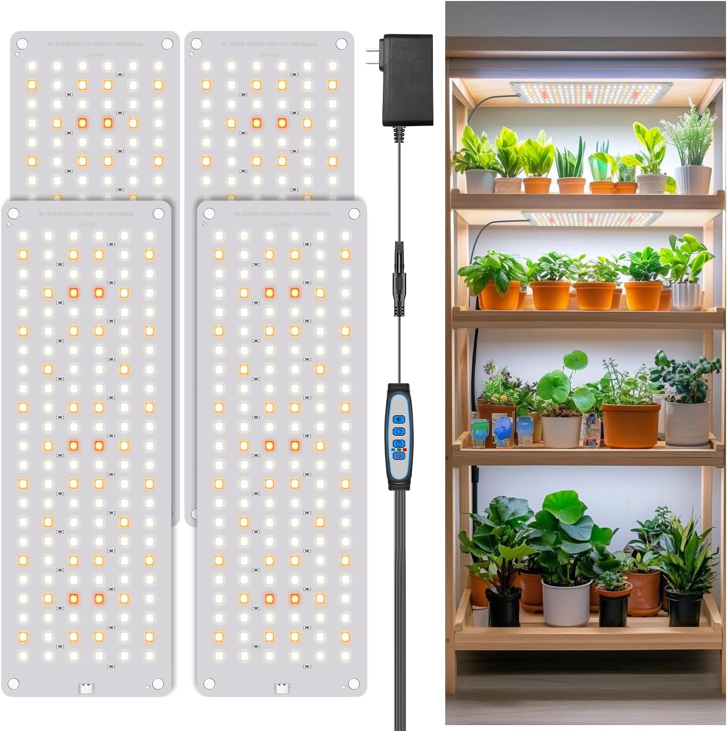 Aumtrly Grow Lights for Seed Starting, 552 LED Full Spectrum Plant Light Panel for Growing Indoor Plants, Slim Grow Lamp with UL Adapter, 6/12/16H Timer, 3 Light Modes, 5 Dimmable