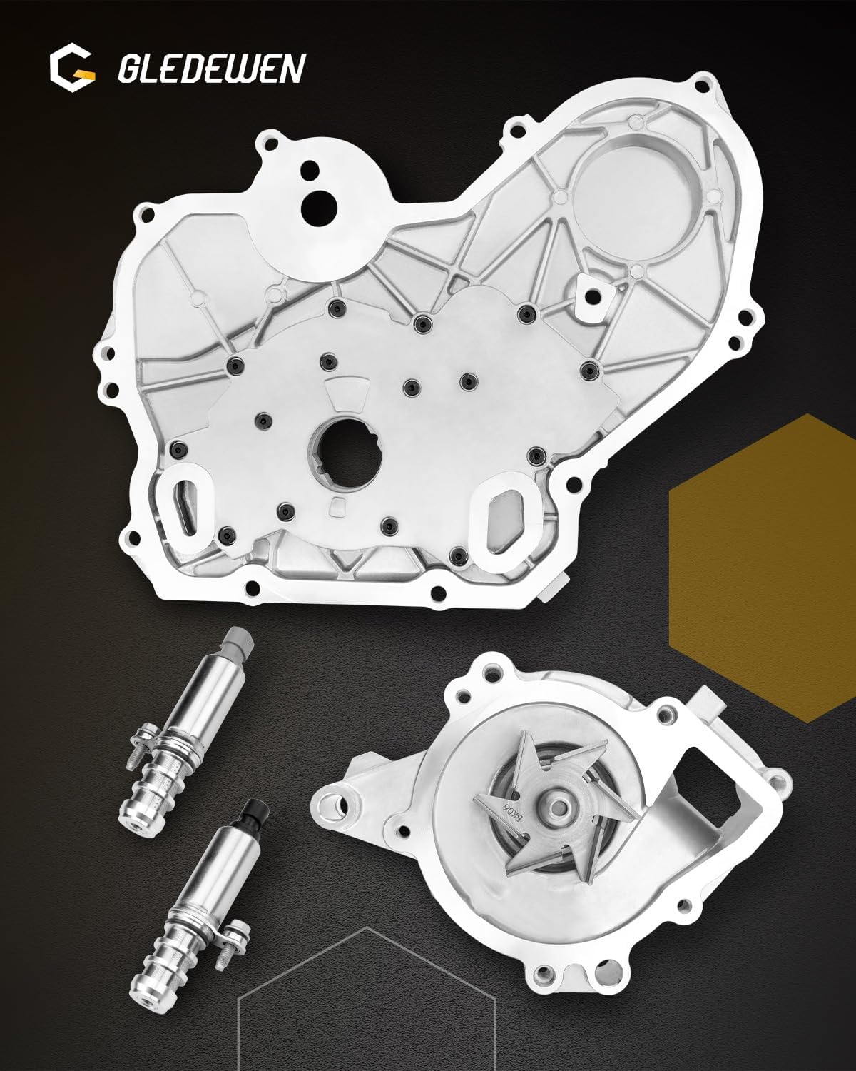 Timing Chain Kit 2.4 L, Compatible with 2011-2017 GMC Terrain, Chevy Equinox Malibu, Buick Regal, w/ Water Pump, Oil Pump, Chain Guide Sprocket Tensioner, 2.4L Ecotec, Replace# 9-4201S, 9-4201SX, M349
