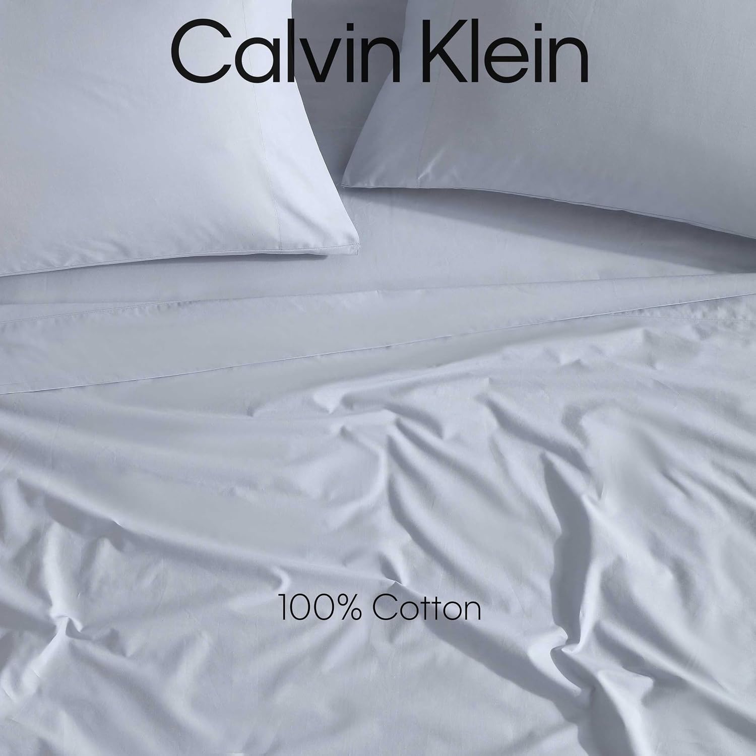 Calvin Klein - Queen Bed Sheets, Long-Staple Cotton Bedding with Matching Pillowcases, Enhanced Cooling Treatment, Oeko-Tex Certified (Blue)