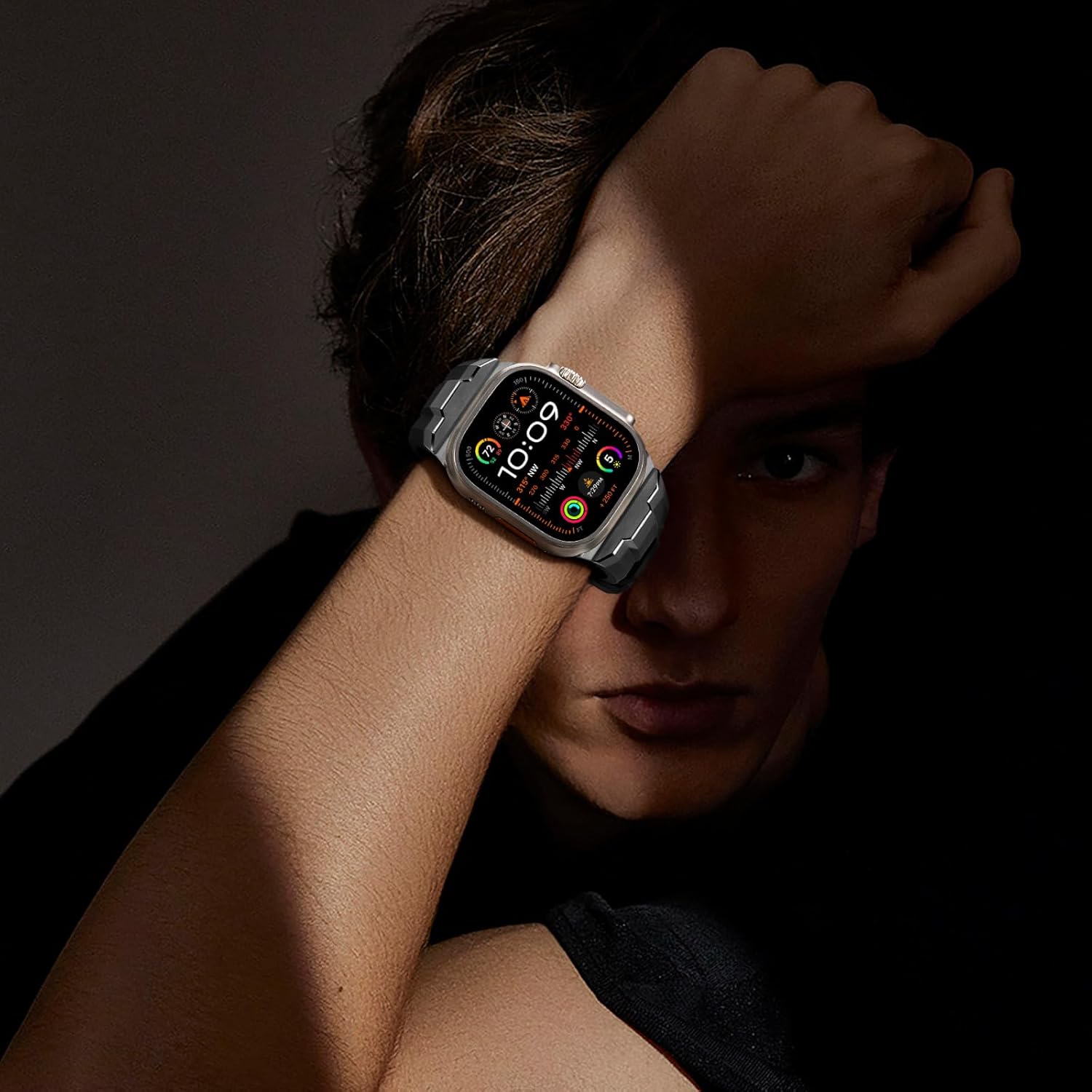 Suitisbest Sport Band for Apple Watch Ultra 2/Apple Watch Ultra Bands 49mm 45mm 44mm 42mm, Wide Rugged 316L Stainless Steel Connector Durable Silicone Band for iWatch Ultra 9 8 7 6 5 4 3 SE - Image 8