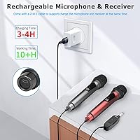 Vista 2 de Aveek Wireless Microphone for Karaoke, 2.4GHz Rechargeable Karaoke Microphone(Work 10hs), for Speaker, Karaoke Machine,Church, Speech, Wedding, gris