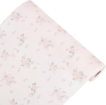 CREATCABIN Plastic Drawer Liners Shelf Cabinet Closet Cupboard Flower Wallpaper Non-Adhesive Waterproof Refrigerator Kitchen Protector Lining Wall Paper for Bedroom 30 x 300cm Pink Rose