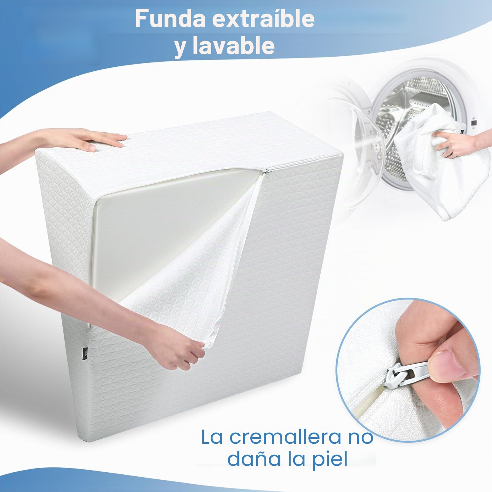 Almohada en cuña de espuma viscoelástica y espuma de alta densidad en estructura de doble capa Adecuada para cama y sofá como cojín para las piernas o para la espalda UN cojín en cuña como