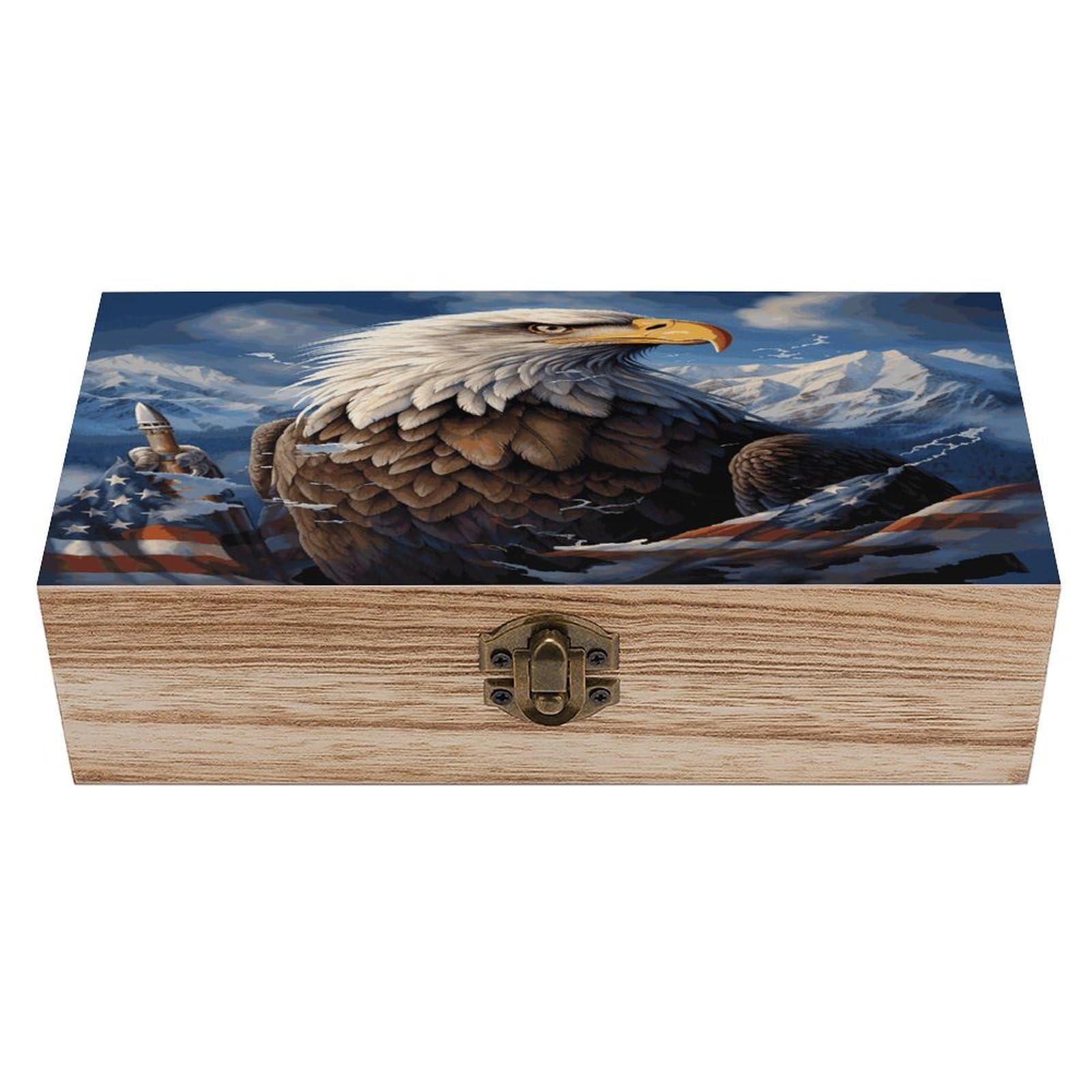 JTREHY Eagle Wooden Storage Box Exquisite Durable Wood Gift Case Sturdy Vintage Jewelry Wooden Chest for Art Hobbies Storage Keepsake Gift