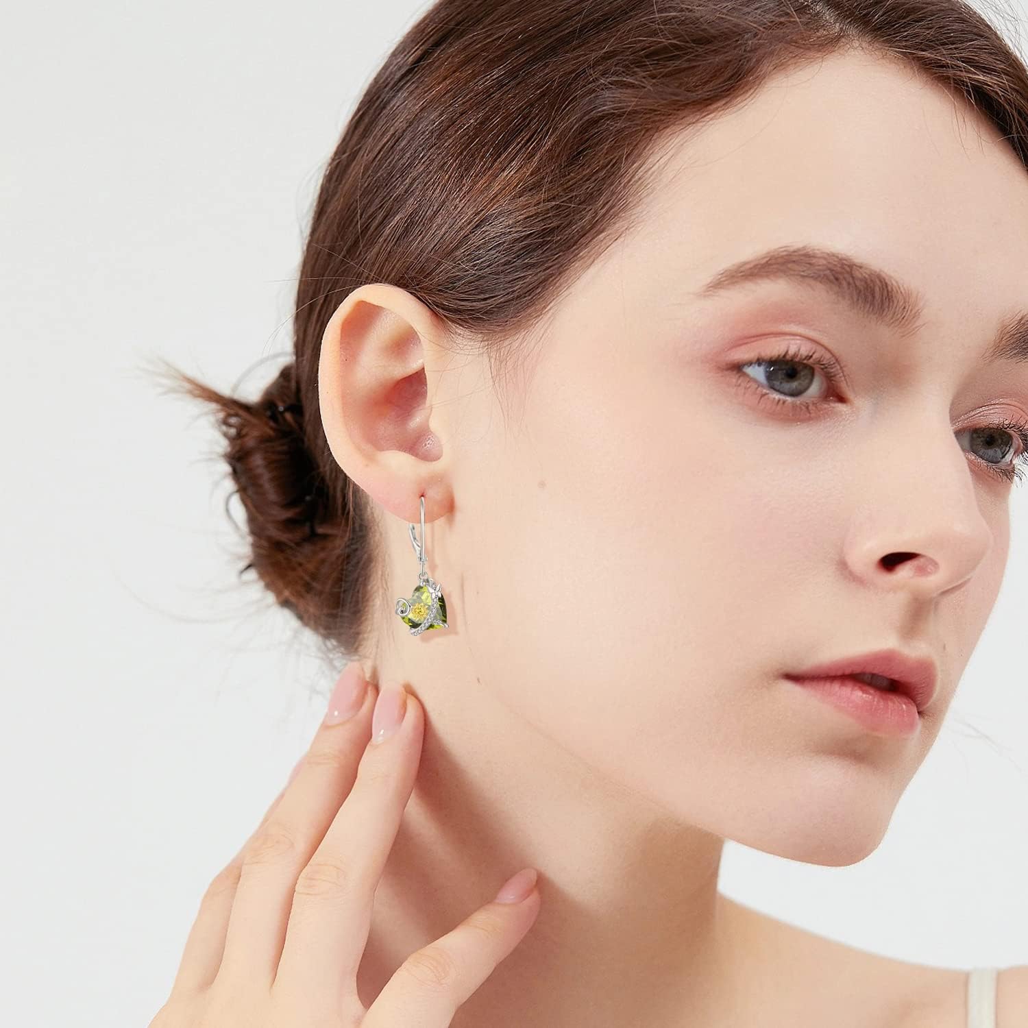 Sunflower Dangle Drop Leverback Earrings for Woman 925 Sterling Silver Cubic Zirconia Birthstone Jewelry Gifts for Valentines, Mothers Day - Image 4