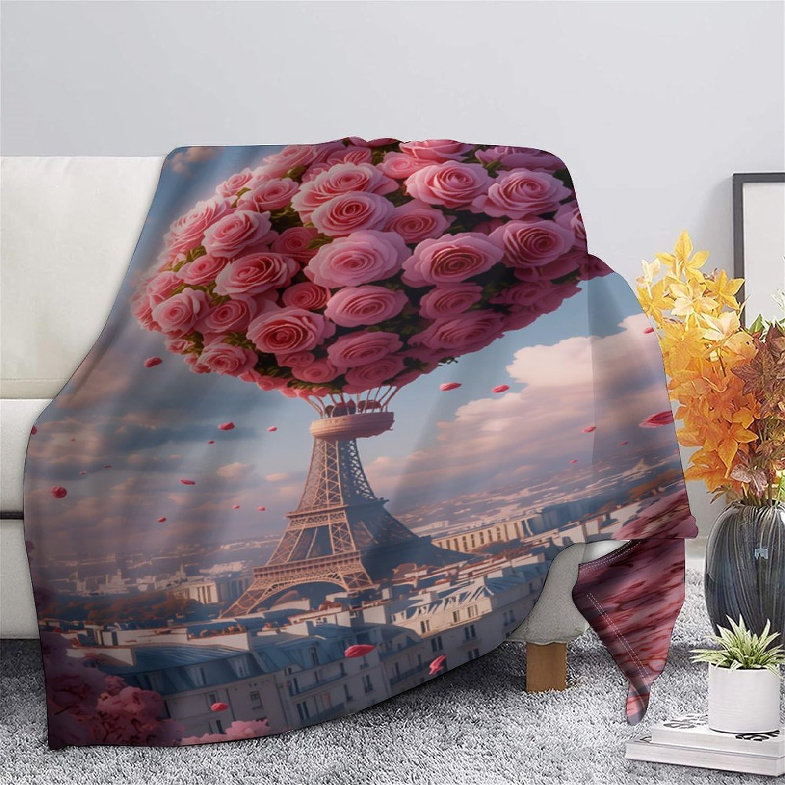 3D Druck Blumenbaum Decke Mikrofaser Wohndeko Romantische Landschaft Überwurfdecke Sofa Erwachsene 80×90(200x230cm)