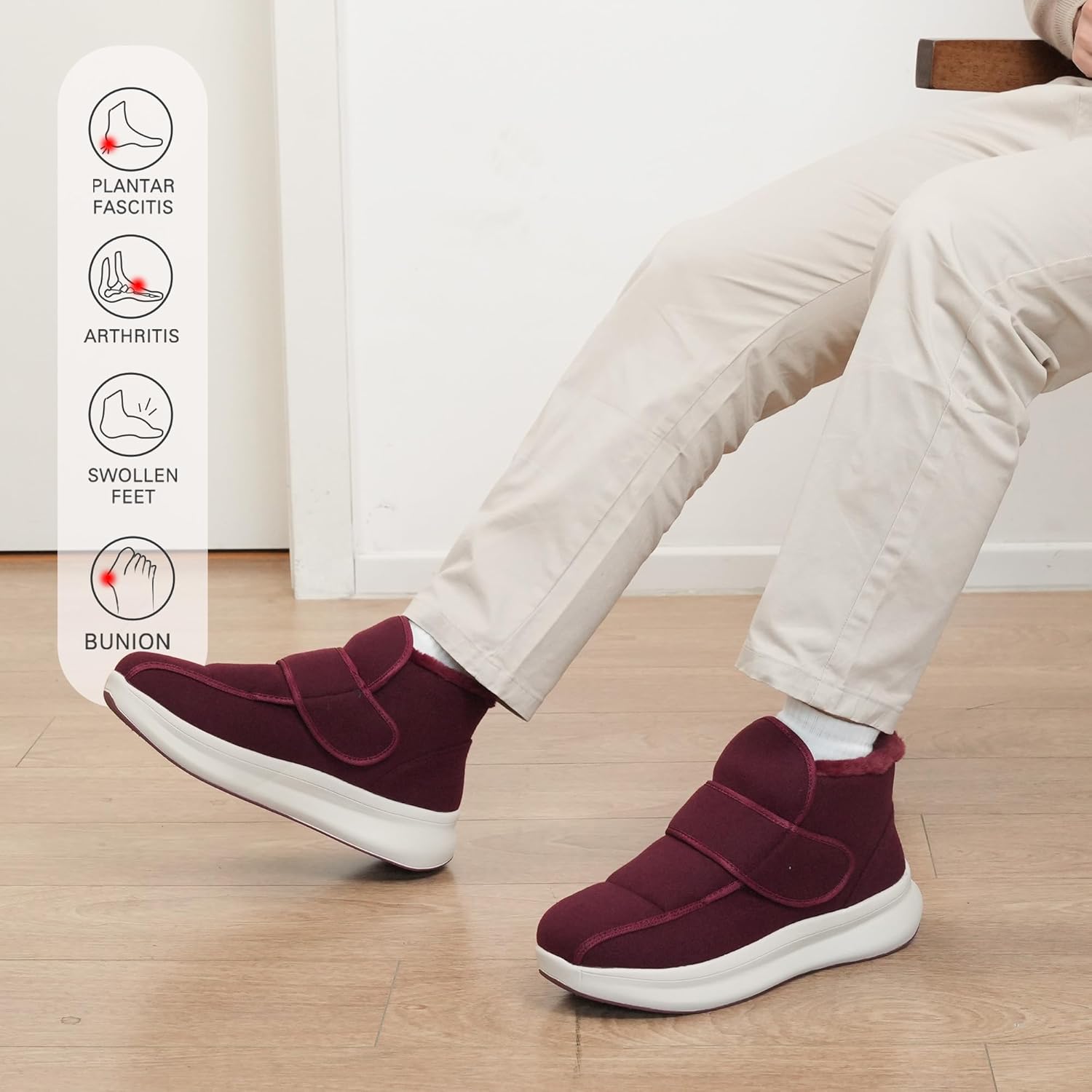 ORTOREX Men Diabetic Shoes Warm Winter Walking Booties Snow Boots for Swollen Feet - Image 5