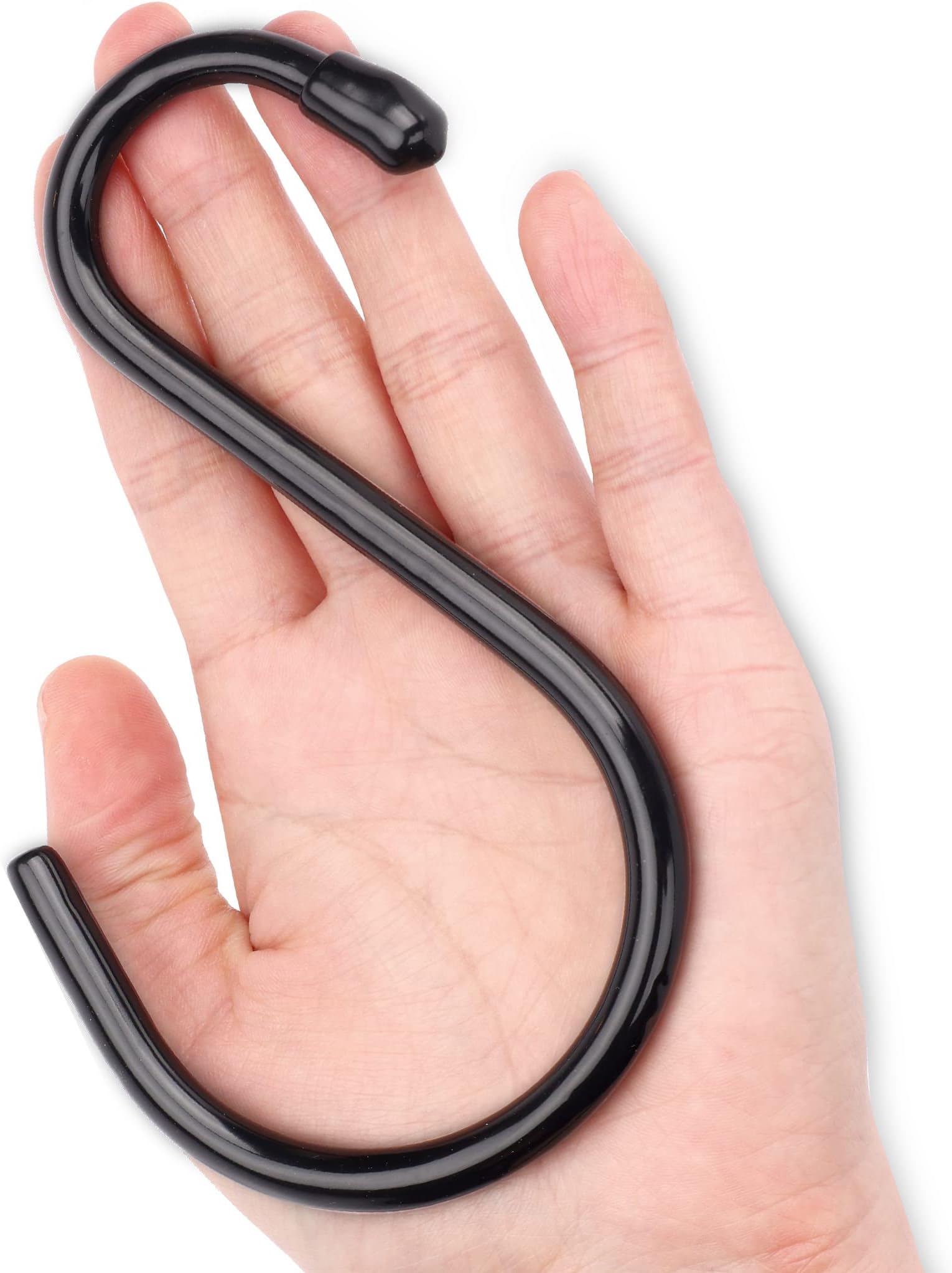 Antimbee 12 Pack Heavy Duty S Hooks, 5.5 inch Large S Hooks, S Hooks Hanger with Rubber Coated, Black S Shaped Hooks for Hanging Plants, Banana, Clothes, Bags,Towels, Kitchen Utensil