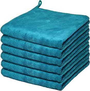 Microfiber Face Cloths Makeup Remover Cloth Facial Washcloths Face Cleaning Towels For Eye Face Exfoliating Bath 30CM X 30CM 6 PACK Ice blue