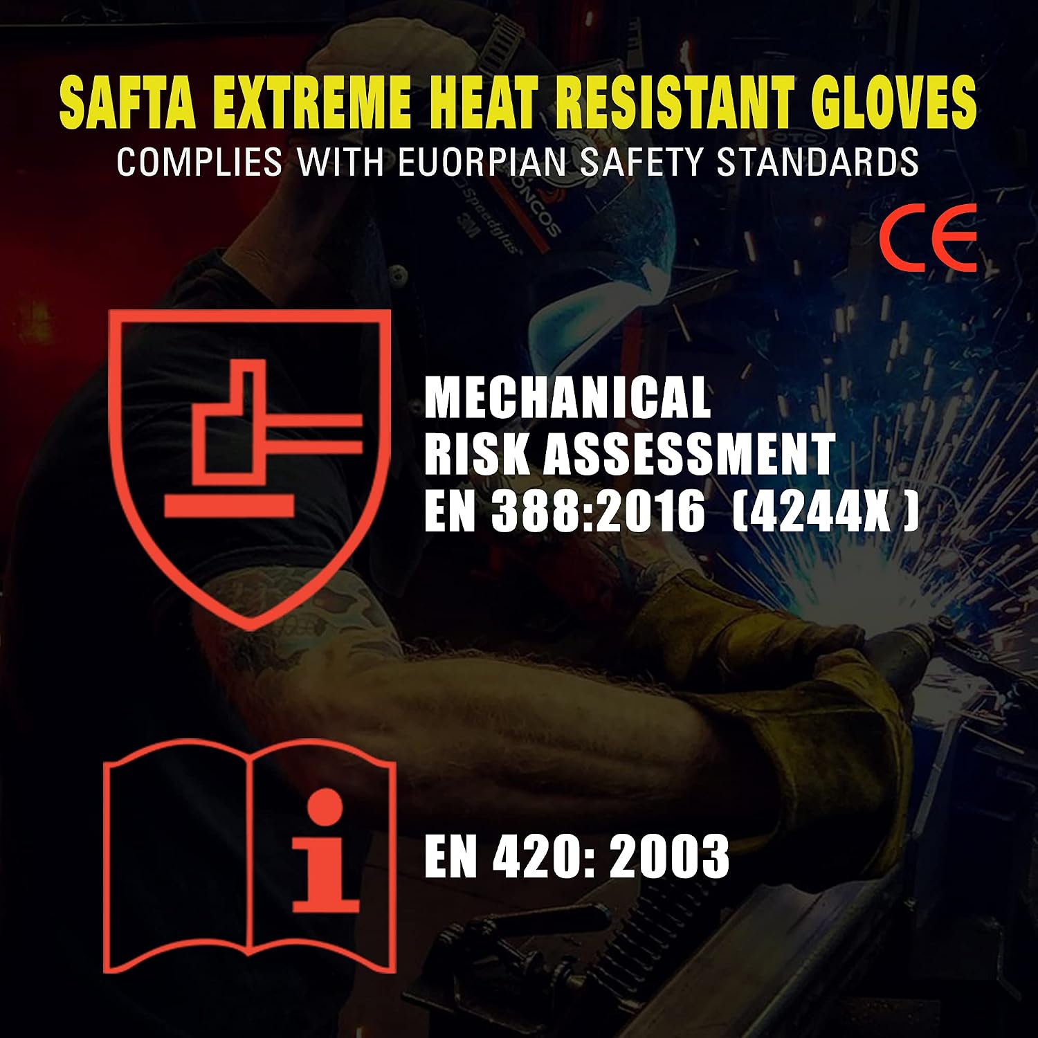 SAFTA Extreme Heat Resistant Gloves, Cow leather with Kevlar Stitching - Image 5