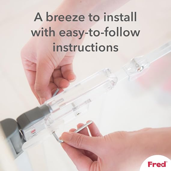 Fred Safety Pressure Fit Acrylic Clear-View Baby Safety Gate | Extendable Stair Gate Fits Wide Openings 76cm to 96cm | Award-Winning Modern Babyproofing Solution