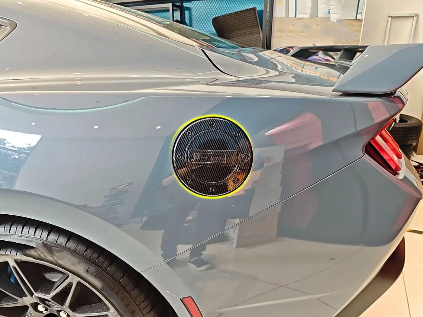 Car Accessories Compatible With Ford Mustang 2026 2025 2024 Exterior Fuel Tank Cap Protection Oil Gas Cover Trim ABS 1PC(Carbon Fiber Style)