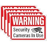 Security Cameras in Use Sign, Plastic Video Surveillance Warning Signs, 10