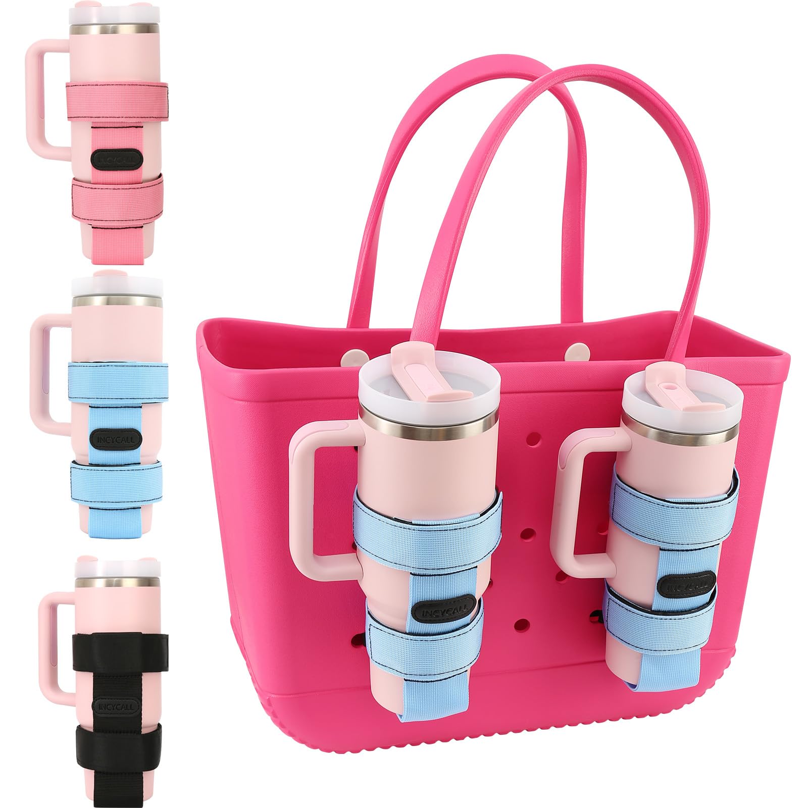 INCYCALL 2 Pack Bogg Bag Cup Holder for Stanley/Owala/Yeti, Large Cups Holder Fit 16-40oz, Adjustable Bogg Bag Cup Holder Accessories Compatible with