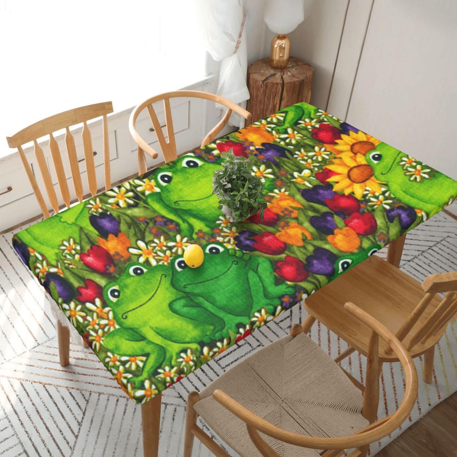 BNVSADC frog Printed 5FT Tablecloth Polyester Kitchen Water Resistant Table Cloth Dining Table Decoration Table Covers, 152x76 CM