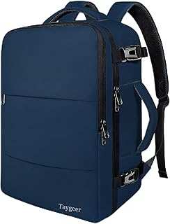 Taygeer Carry On Backpack, 35L Travel Backpack for Women Airline Approved | Laptop Bag with Water Bottle Pocket & Shoe Pouch, Personal Item Mochila for College Business Trip Weekender, Dark Blue