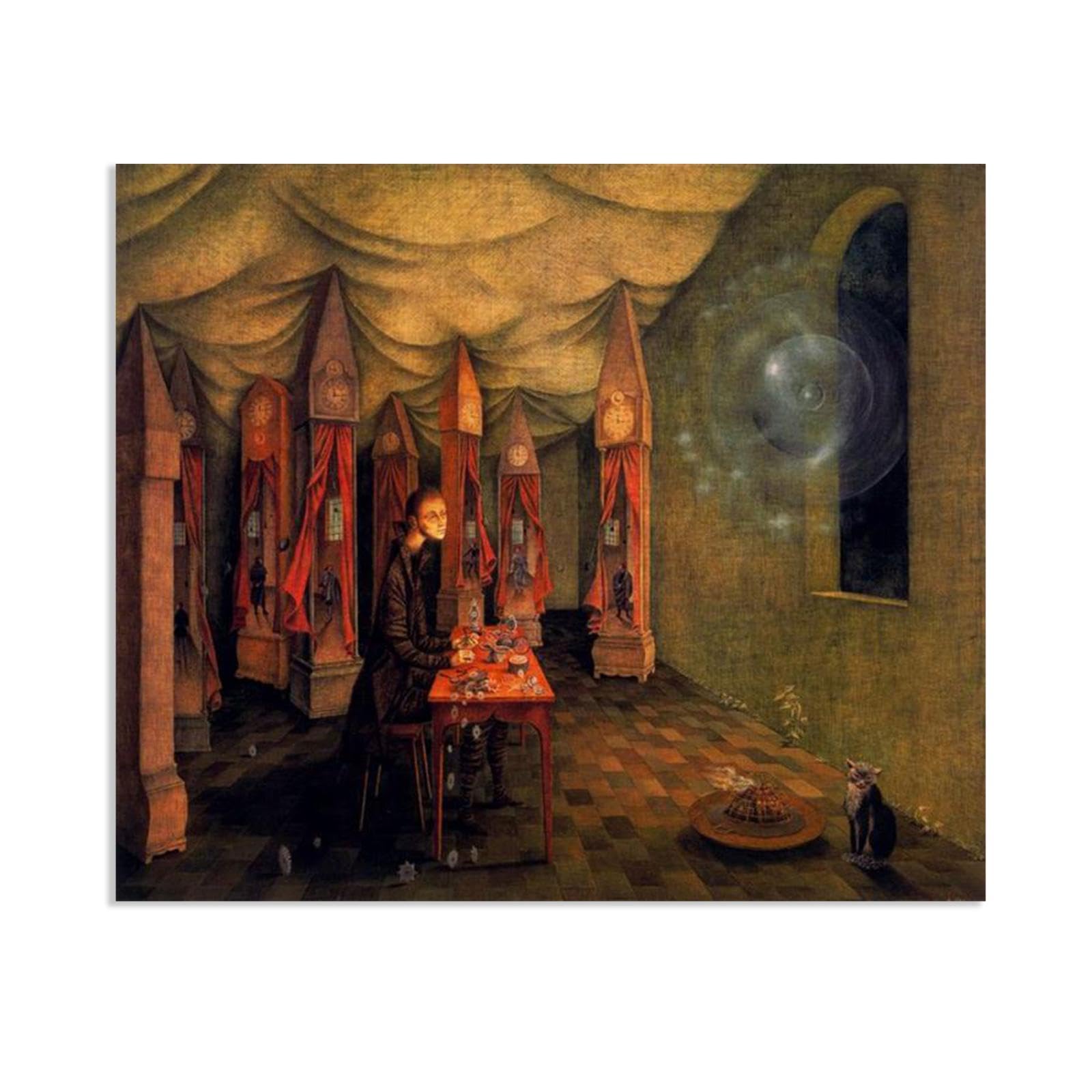 MYCGGDGH Remedios Varo Surrealism Art Posters Revelation The watch Painting Reproductions on Canvas Remedios Varo Wall Art for living room Home Wall Decoration80x60cm(32x24in) Frameless