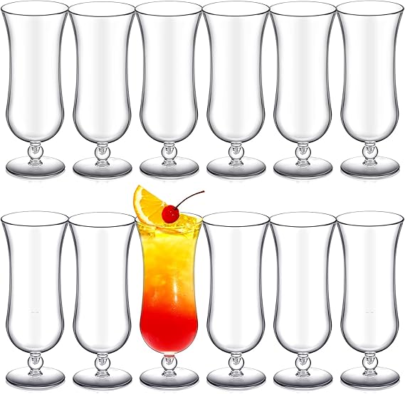 Lallisa 12 Pcs Plastic Hurricane Glasses 15 oz Shatter