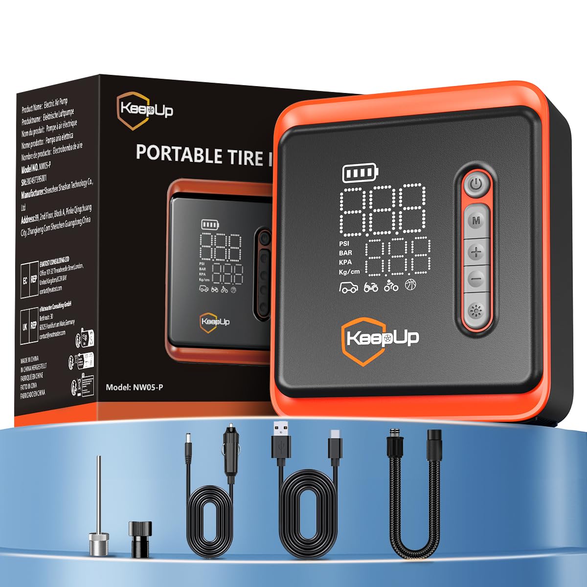 Tire Inflator Portable Air Compressor -Upgraded Air Pump for Car Tires with Tire Pressure Gauge (Max 150 PSI), Auto Shut-Off Tire Pump with LED Light for Car Motor Bike Ball