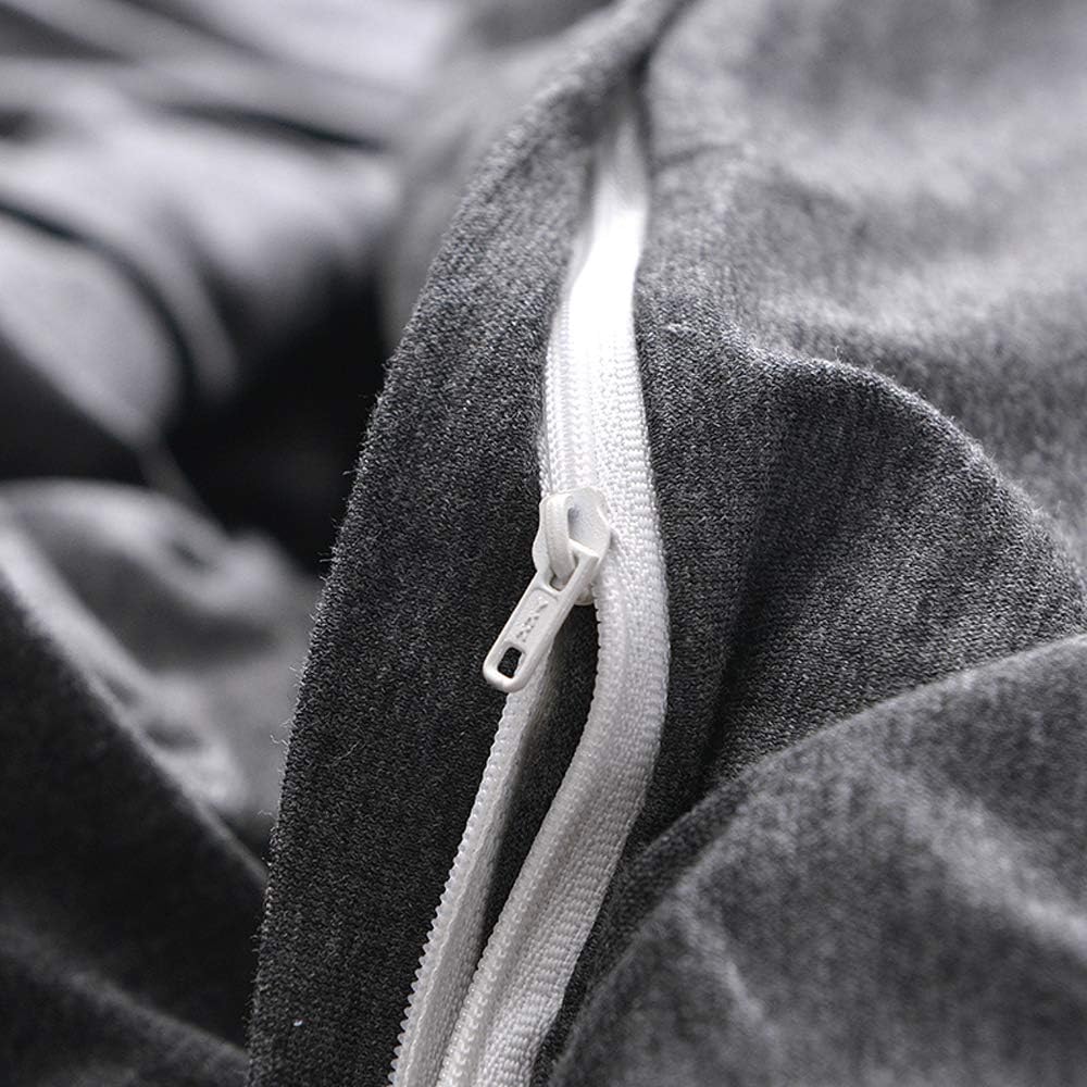 Dreamfine Jersey Cotton Duvet Cover Queen 90x90 Inch Super Soft Wrinkle-Free with Zipper Closure, Machine Washable and Easy Care, Charcoal Grey : Home & Kitchen